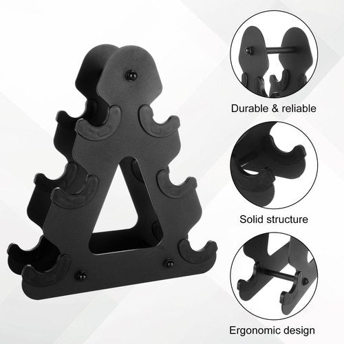 YOUNTHYE Small Dumbbell Rack 3 Tire Dumbbell Storage Rack Weight Stand for Dumbbells Black Dumbbell Rack Stand Only Heavy Duty Strength Training Dumbbell Racks, Max Load 35 lbs