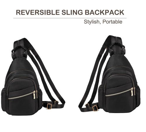 Xsecnua Small Crossbody Sling Bag for Women, Mini Backpack Sling Backpack Convertible, Chest Bag for Hiking Daypack