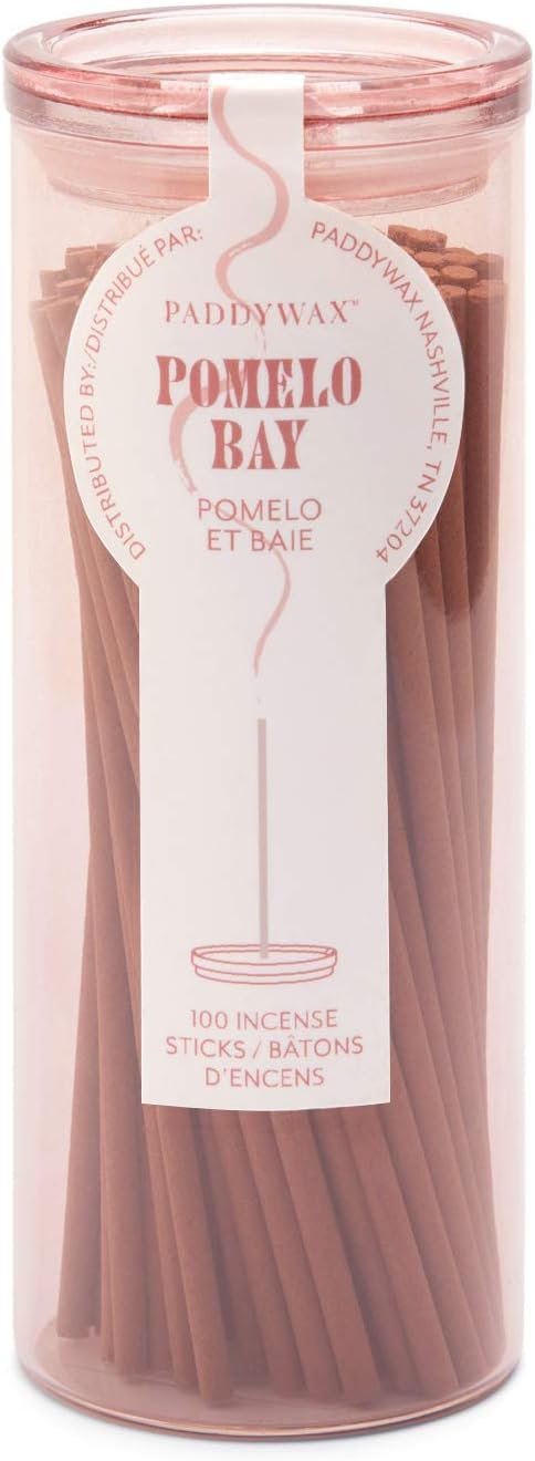 Paddywax Candles Haze Collection Incense Sticks in Glass Jar, 100-Piece, Pomelo Bay