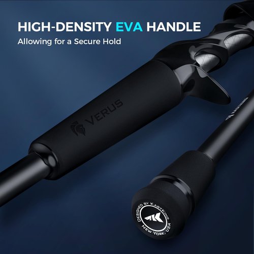 KastKing Verus Performance Spinning & Casting Fishing Rod with Extra Tip, Lightweight KastFlex IM6 Graphite, FazLite Rings Guides, EVA Grip, PTS Power Transition System, Cast, 6'6", M