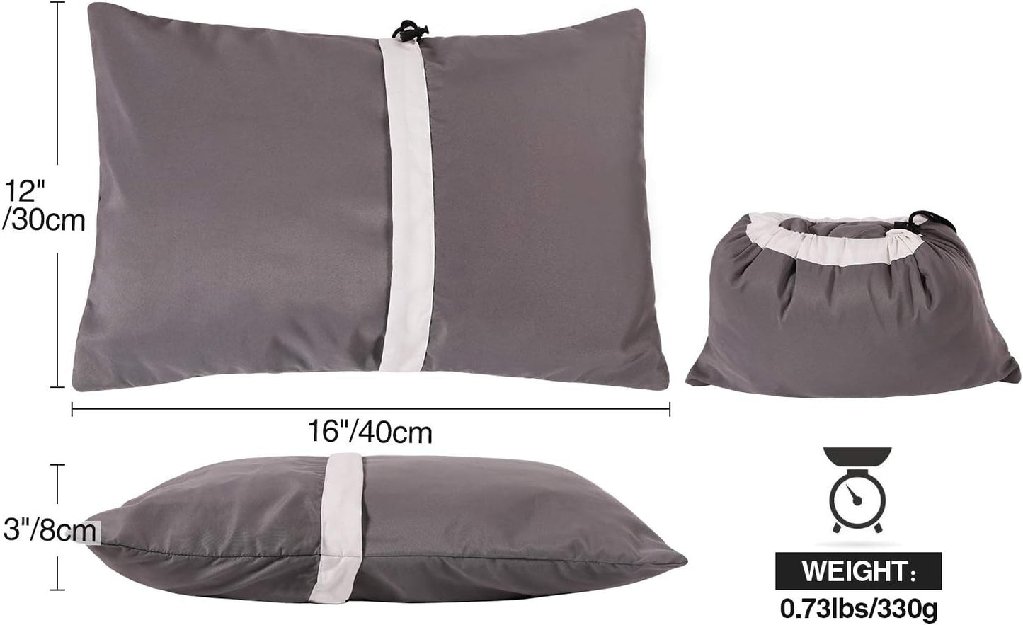 REDCAMP Small Camping Pillow Lightweight and Compressible, Flannel Travel Pillow with Removable Pillow Cover, 2 Pack