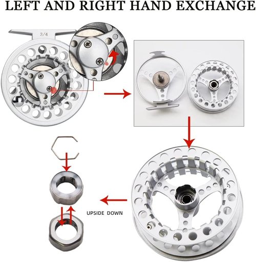 (1/2WT 3/4WT 5/6WT 7/8WT) Fly Reel with Line Combo Aluminum Alloy Large Arbor Fly Fishing Reels Weight Forward Fly Line with Braided Backing Taper Leader Pre-Tied