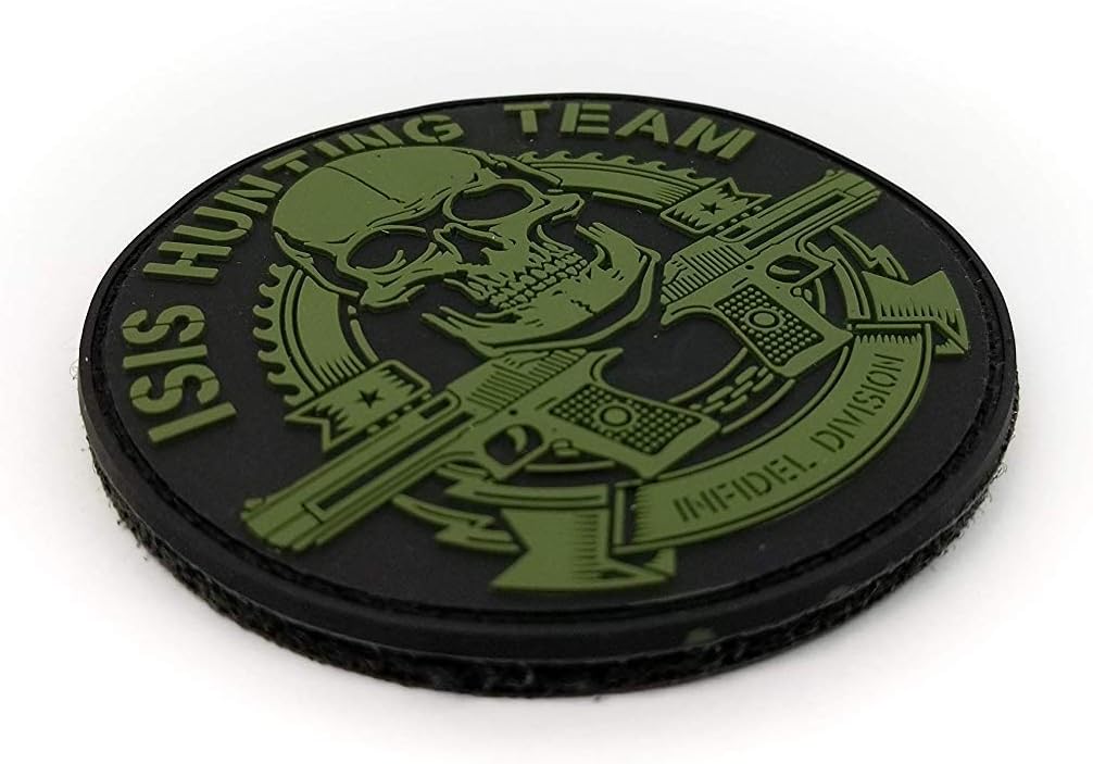PVC Morale Patch - ISIS Hunting Team 3" Dia - Blk & ODG
