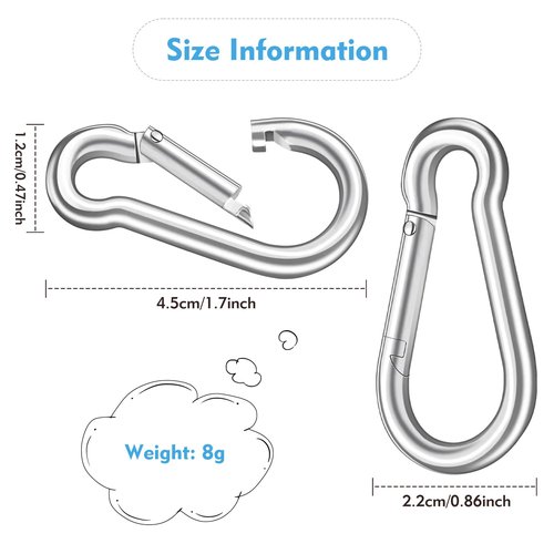 Stainless Steel 20 Pcs Small Carabiner Clips, 1.7 Inch Spring-Snap Hook Keychain for Outdoor Camping, Swing, Hammock, Hiking, Fishing,Quick Link
