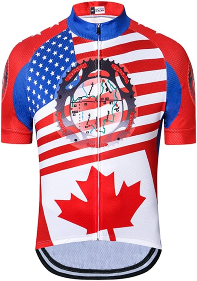 Weimostar Men's USA Cycling Jersey Short Sleeve Biking Shirts Breathable with Pockets