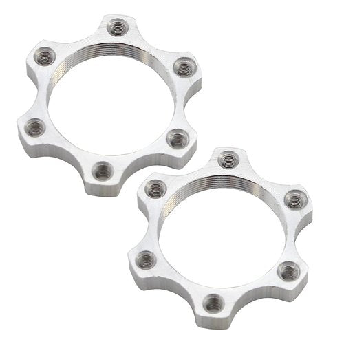 Generic 2 Pcs Bike Bicycle Freewheel Threaded Hubs Disk Disc Brake Rotor Aluminium Alloy 6 Bolt Flange Adapter Hub Conversion Adapter 44mm/1.73 Inch Cycling Accessories, silvery, zxcdslw001