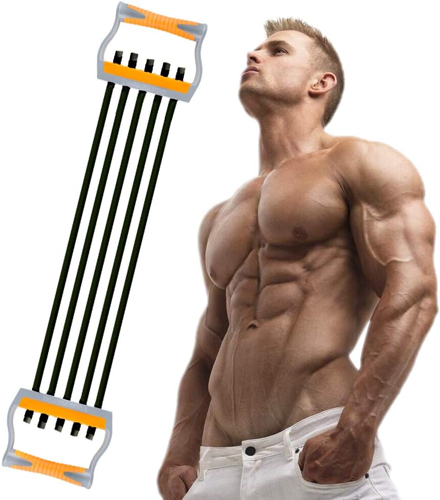 TOCO FREIDO Chest Expander | Arm Training, 5 Tubes Ajustable Arm Strength Trainer, Exercise Resistance Bands for Home Fitness Muscle Training Body Building