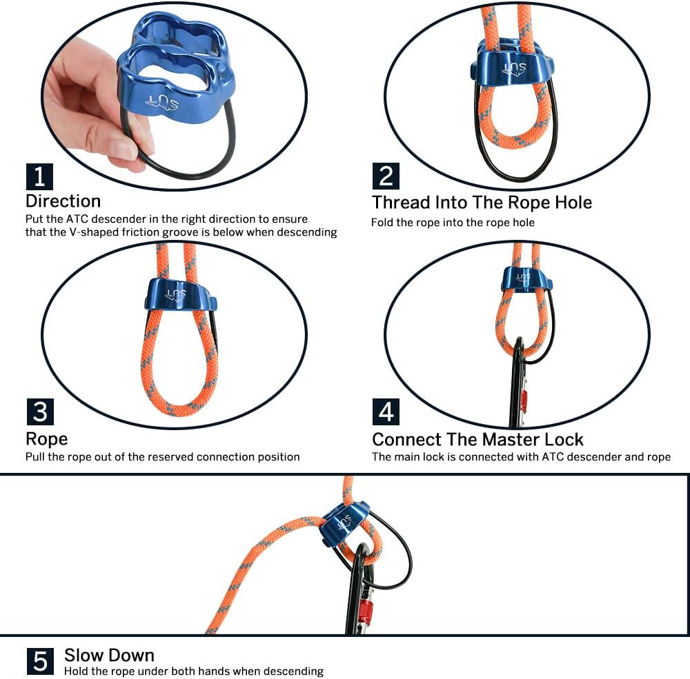 NewDoar Climbing Abseiling Belay Device ATC Rappelling Descender 25KN V-grooved Equipment