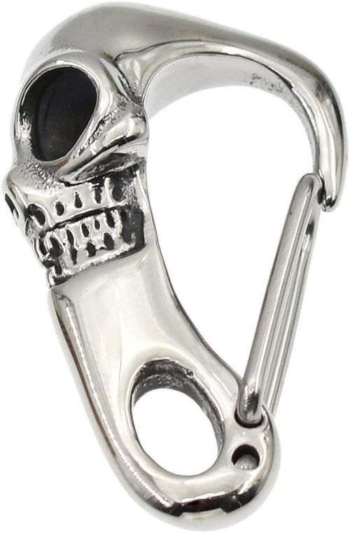 Heavy Metal Skull Key Clasp Carabiner Biker Stainless Steel Keychain