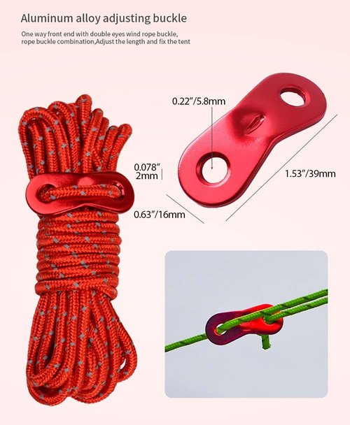 Takelablaze 4mm Guy Lines Ultralight Tent Cords Reflective Nylon Paracord Camping Guylines Ropes with Aluminum Adjuster Tensioner for Tent Tarp Camping Hiking Outdoor Activity, 8Pack (Green)