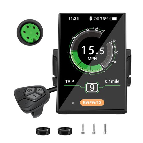 BAFANG Ebike Display DPC18 for BBS01B BBS02B BBSHD UART Version Mid Drive Motor, 0-9 Pedal Assist Levels E-Bike Computer Display