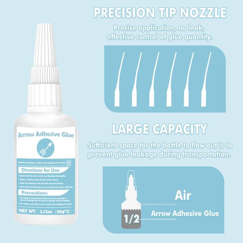 INNOVAYOU Arrow Glue 60g, Strong Fast Curing Fletching Glue, Arrow Insert Adhesive for Fletching Vanes, Feathers and Inserts, Perfect for Aluminum, Carbon and Wooden Shafts