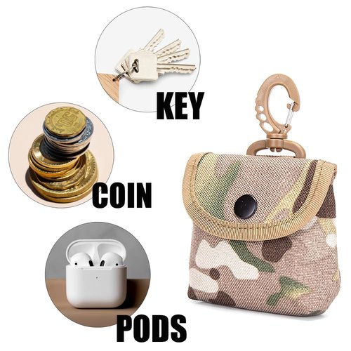 YERGOFE Molle Pouch Tactical Coin Purse - Large Coin Pouch - Qiuck Pouch for Coins Earphone (Black)