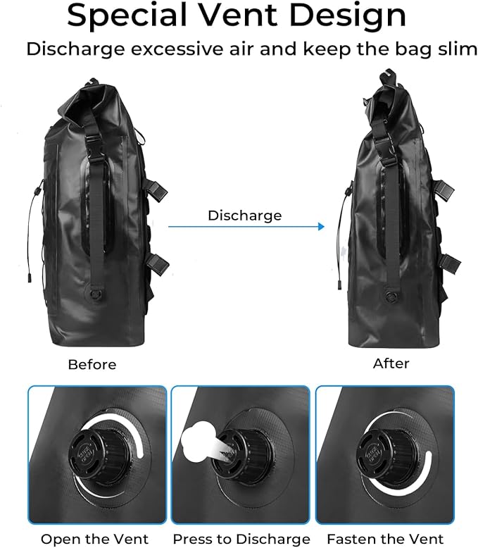 Waterproof Backpack for Men and Women - Roll-Top Floating Dry Bag Backpack for Kayaking, Rafting, Boating, Beach (Black)