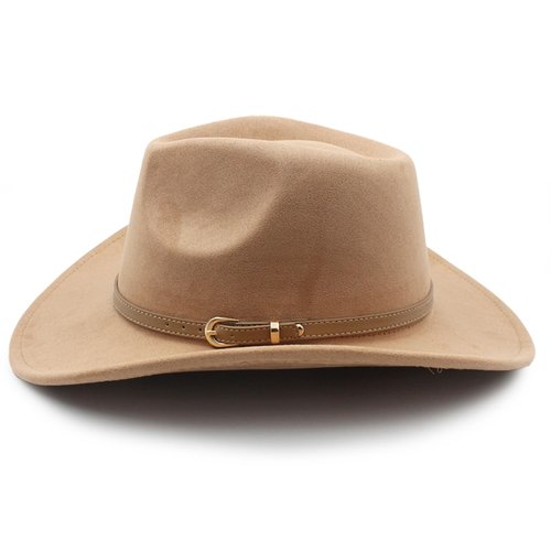 LIDHAY Wide Brim Felt Cowboy Hat for Women Men Western Suede Cowboy Cowgirl Hats 251 Camel