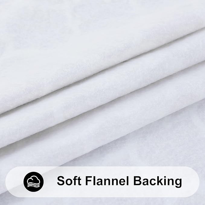 Smiry Rectangle Picnic Table Cover, Waterproof Elastic Fitted Camping Tablecloths for 8 Foot Tables, Wipeable Flannel Backed Vinyl Tablecloth Protector for Indoor, Outdoor (White, 36x96 Inches)