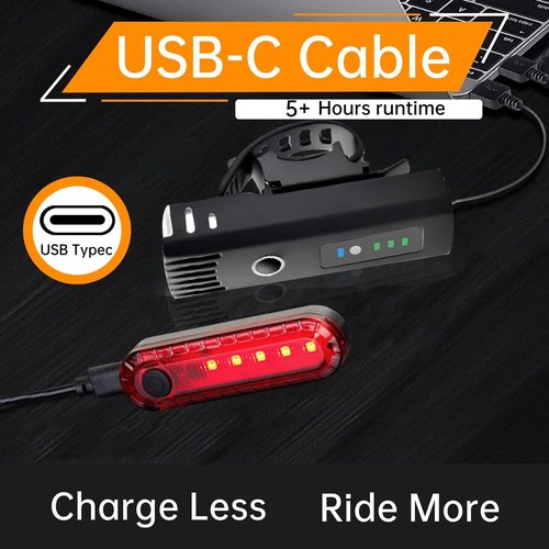 Bicycle Light Bright Bike Lights for Night Riding,Front Bike Light Rechargeable Bike Lights Front and Back,4+4 Modes LED Bike Light USB-C Rechargeable for Commute Road Riding