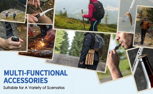 Waisul Tactical Survival Hiking Stick - Collapsible Retractable Walking Staff, Outdoor Multitool Tactical Gear, Trekking Poles for Hiking, Camping Birthday Gifts for Men Dad Husband