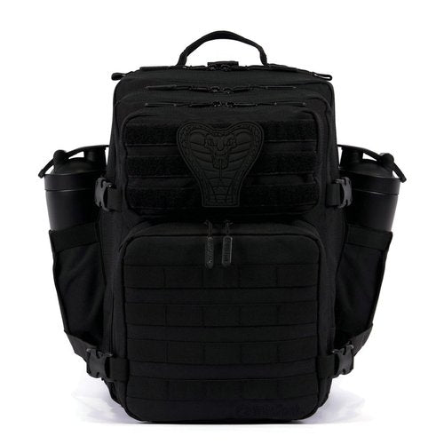 WOLFpak 35L Athletic Gym Backpack - Durable 1000D Waterproof Oxford Material with MOLLE Webbing, Laptop Pocket & Dual Cup Holders, Durable Fitness/Travel/Military Daypack (Black Venom)