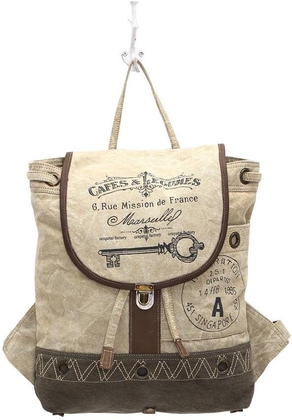 Myra Bags Cafe & Legumes Key Upcycled Canvas Backpack Bag S-1003