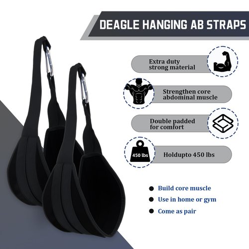 Hanging Ab Straps For Pull Up Bar, Exercise Equipment For Rip Resistant And Padded Arm Support For Ab Workout, Ab Sling Straps For Knee & Leg Raises, For Men And Women (Black)