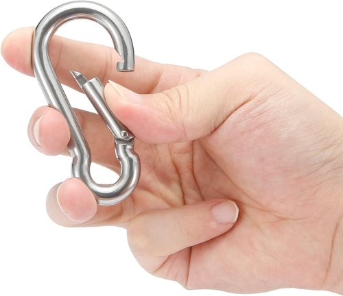 Stainless Steel Carabiner 3", Heavy-Duty Clips, Hiking, Key Rings, Camping, Outdoor, Gyms, Hammocks, Ropes, Outdoor Adventures, 304 Stainless-Steel, 6ea/PK