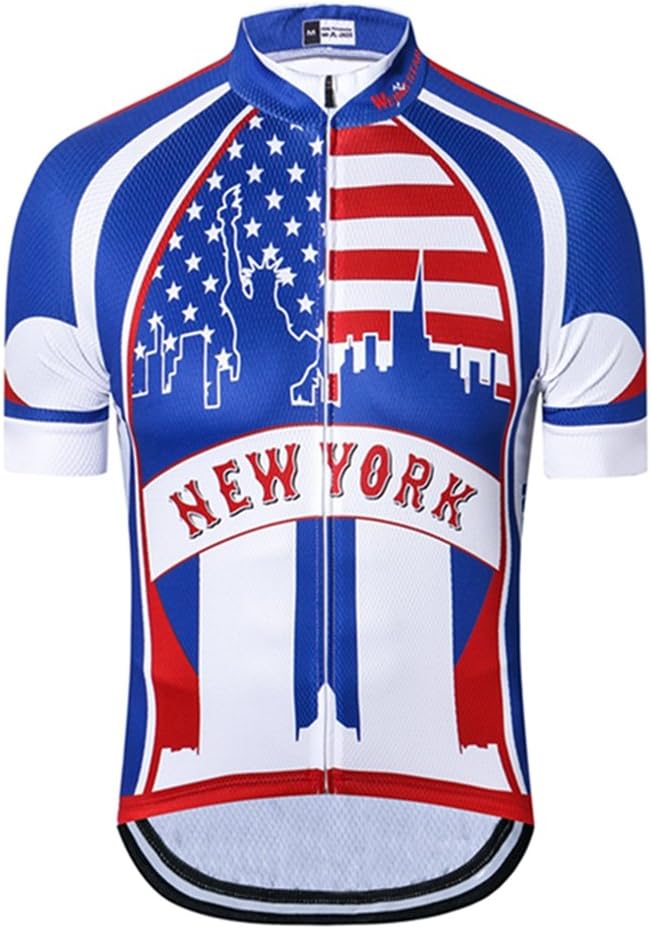 Weimostar Men's USA Cycling Jersey Short Sleeve Biking Shirts Breathable with Pockets