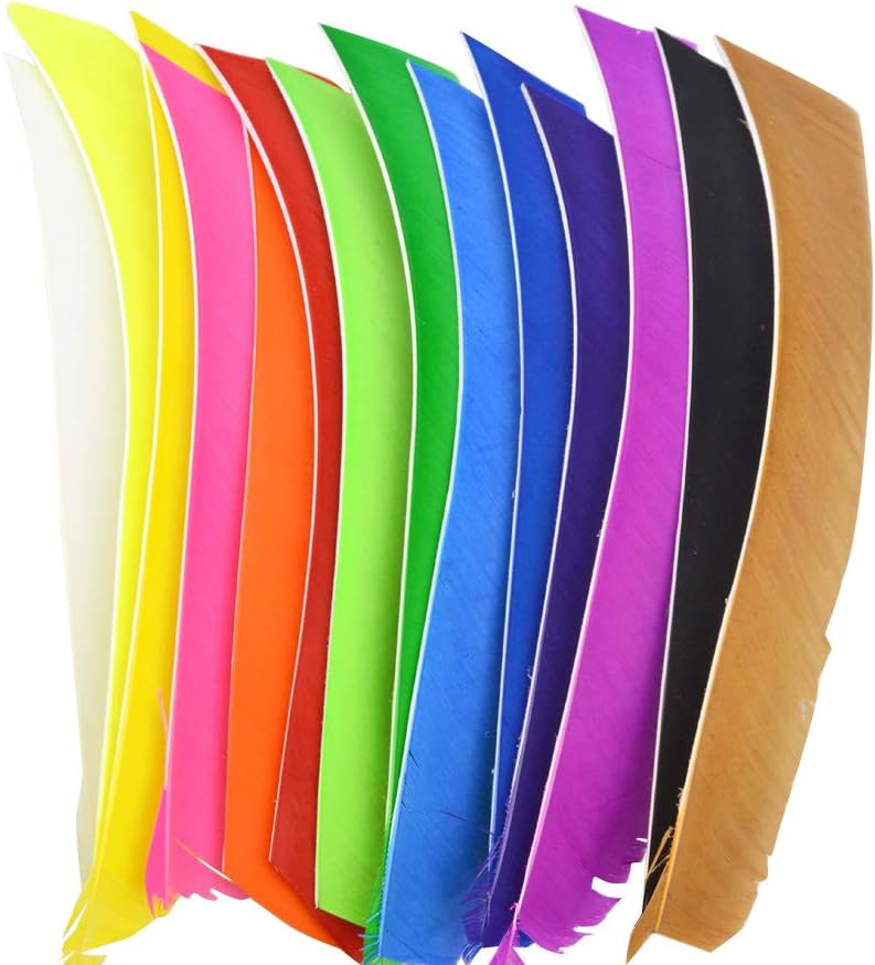 ZSHJGJR 50 Pack Archery Arrow Spiral Twist Wrap Full Length Feathers Left Wing Feathers Fletches Fletching (8-11inch) for Flu-Flu Arrows
