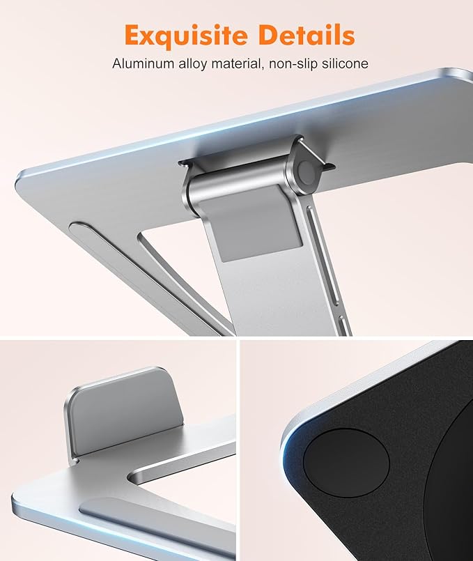 Adjustable Laptop Stand with 360° Swivel Base, Foldable Laptop Riser Holder for Desk, Ergonomic Computer Notebook Cooling Stand Mount, Compatible with MacBook Air Pro, Dell XPS, HP (10-16")
