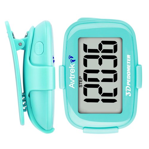 AVTREK 3D Pedometer Clip On-Step Counter for Walking-No App No Phone-LED Backlight-Accurate Step Tracker Clip for Women,Men,Senior(Green)