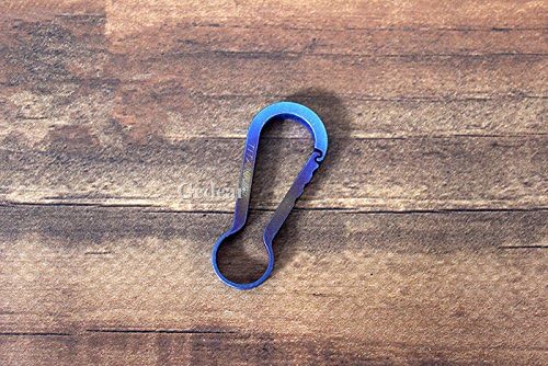 Titanium TC4 Ti Snaplock Quickdraw Buckle Carabiner Clip Outdoor Tool Quick Release Keychain (Blue, S(37mm)+25mm Keyring)