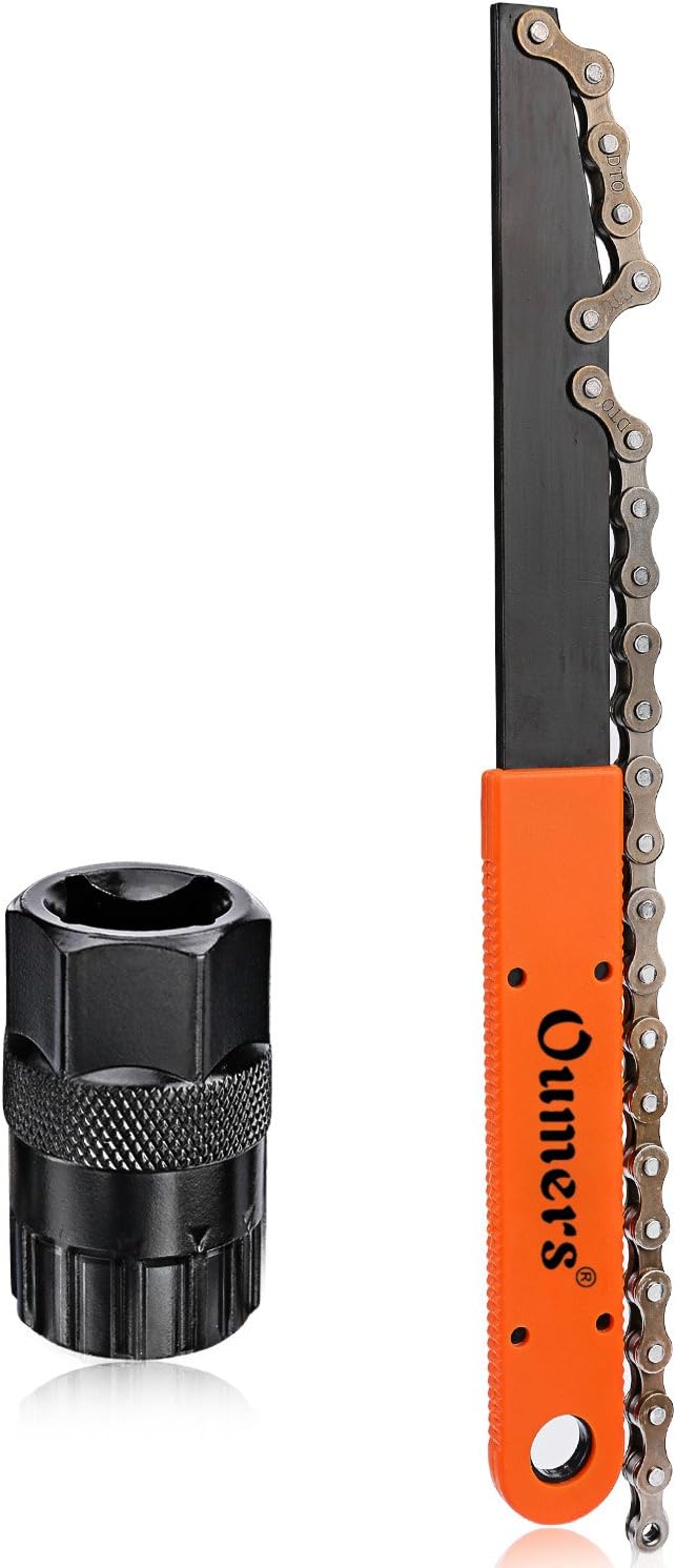 Oumers Bike Chain Tools Kit, Upgrade Rotor Lockring Removal Wrench & Chain Whip with Cassette/Bicycle Flywheel Remover Sprocket Remover Tool Pack
