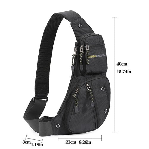KPYWZER Nylon Sling Bag for Men Chest Bag Bicycle Travel Gym Backpack Daypack Crossbody Shoulder Bag Hiking Black