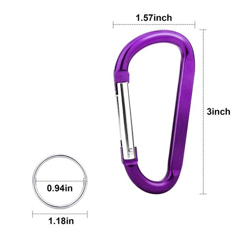 Craebuer Spring Snap Hook Carabiner D Ring Carabiner Clip Camping Accessories Fishing Hiking Traveling and Keychain