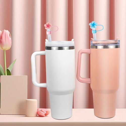 4 Pack Flowers Straw Cover for Stanley 40 30 Oz Cup Accessories - Summer Silicone Straw Covers Cap, Hawaii Topper Protector Lid Compatible With Water Bottle