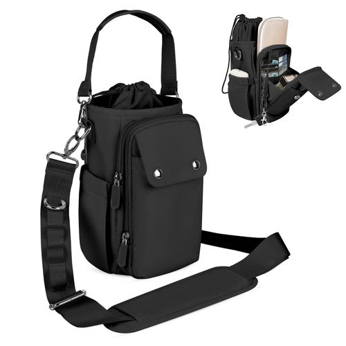 Rocason Water Bottle Holder with Strap 32 40oz Crossbody Insulated Water Bottle Carrier Sling Bag with Adjustable Wide Strap and Phone Purse 5 Pockets for Walking Hiking Gym Travel