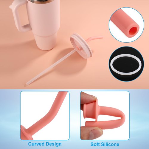 5pcs Press-in Straw Replacement for Hydroflask All Around Travel Tumbler, Silicone Reusable Straw with Washers for Hydroflask Accessories for Hydroflask Travel Tumbler 32oz 40oz