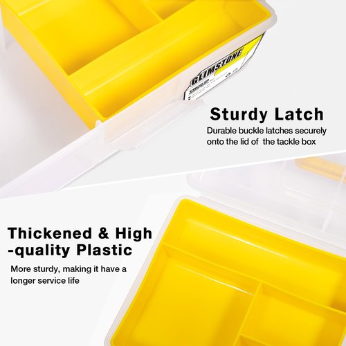 Glimstone Fishing Tackle Boxes Waterproof Premium Plastic Storage Organizer Container Box with Divider Tray for Small Parts (Tackle Box Only)