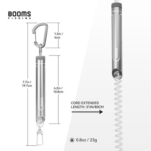 Booms Fishing Tube Coiled Lanyard: T09 Retractable Fishing Lanyard - 2PCS Gray Tool Coil Lanyard for Fly Fishing,Kayak Fishing, Camping, Backpacking or Other Outdoor Activities or Daily Use