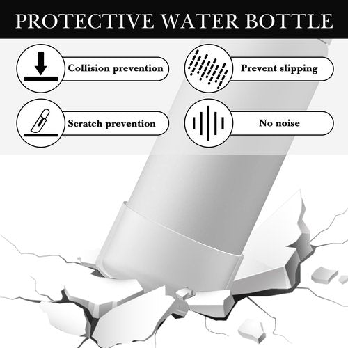 Linkidea 2 Pack Water Bottle Boot Compatible with Owala FreeSip 40oz, Silicone Anti-Slip Bottle Bottom Bumper Protector (Clear White)