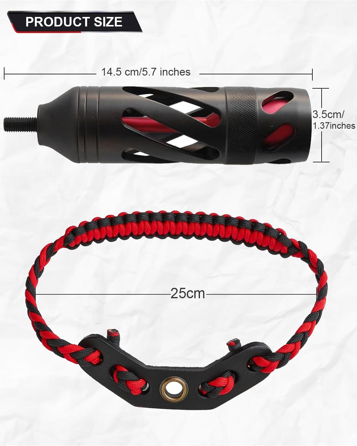 Toparchery Compound Bow Aluminum Stabilizer with Wrist Bow Sling Braided Hunting Shooting Target
