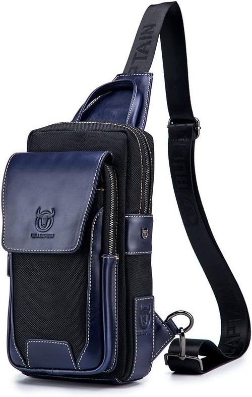 Leather Sling Bag Backpack for Men Women Crossbody Shoulder Chest Day Pack Outdoor Travel Camping Tactical Daypack