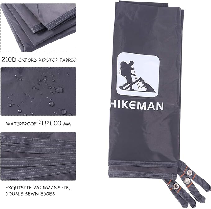 HIKEMAN Waterproof Camping Tarp Portable Tent Footprint with Drawstring Bag Ground Cloth for Outdoor Hiking Picnic (XL-83”x83”)