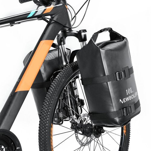 SOUUXIU 10L Bike Front Fork Bag Waterproof with Front Fork Racks 1Pack/2Packs, Lightweight Dry Bag Bicycle Fork Bags with Roll Opening Design for Mountain Bikes Road Bikes