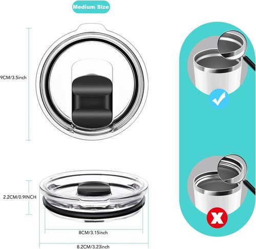 20 oz Tumbler Lid, Replacement Lids Compatible for YETI 20 oz Tumbler, 10/24 oz Mug, 10 oz Lowball and 25 oz Straw Mug, Travel Spill Proof Cup Covers with Magnetic Slider Switch, BPA Free