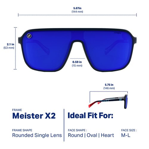 Blenders Eyewear Meister X2 – Polarized Sunglasses with Durable Single Lens, Adjustable Temples – 100% UV Protection – For Men & Women – ORBR II