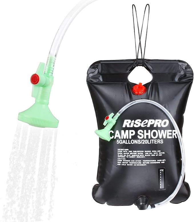 Solar Shower Bag, 5 gallons/20L Solar Heating Camping Shower Bag Temperature Indicator Hot Water 45°C Hiking Climbing C1004