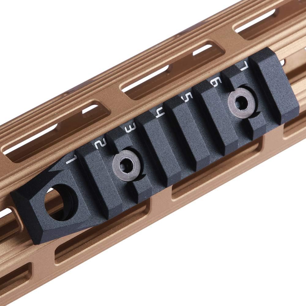 TuFok 7-Slot Alumimun Picatinny Rail for Mlock - Thin 0.37in Height Rail Section Adapter Mount with Socket for 3/8" QD Sling Mount Attachment