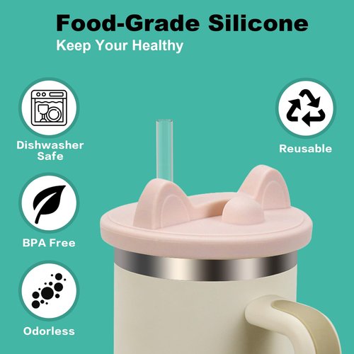 Stanley 40 oz Tumbler Lid Replacement - New Ungrade Silicone Reusable Lid with Phone Holder, BPA Free, Dishwasher Safe