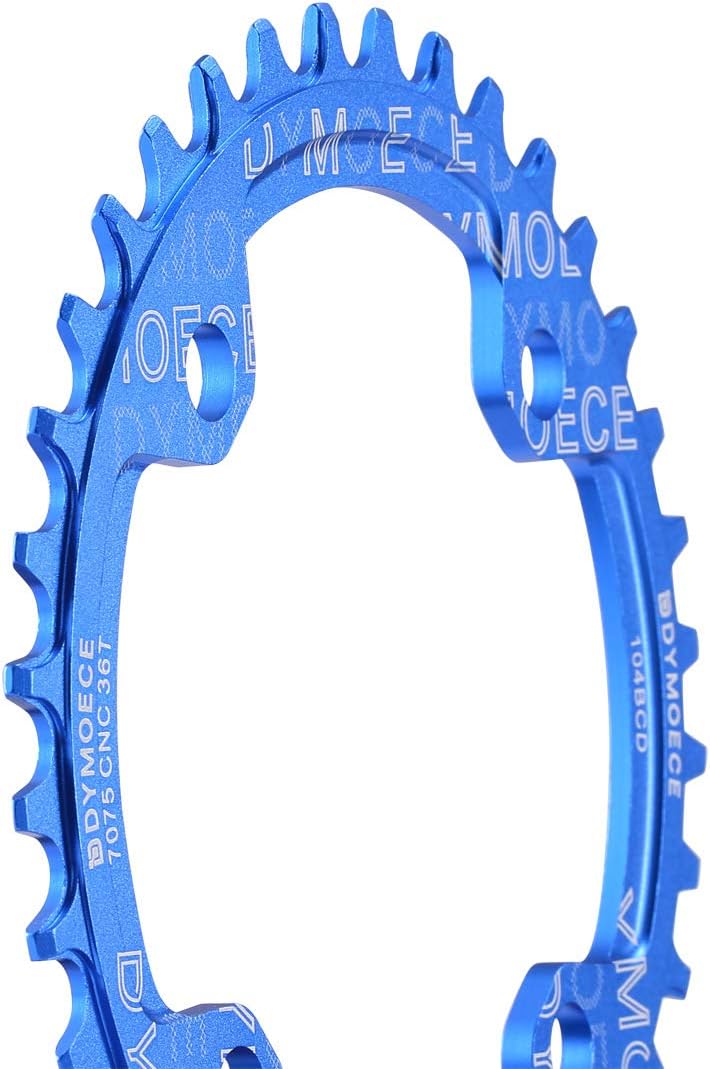 Narrow Wide Bike Single Chainring 104BCD 32T 34T 36T 38T for 9 10 11 Speed Round,Black/Red-Compatible with Most of Shimano and Sram Cranksets